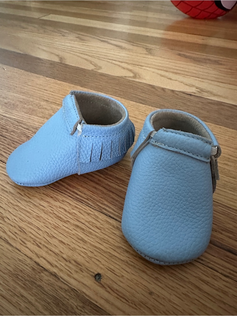 O live & Annie - New Soft Blue Baby Moccasin Shoes with Fringe